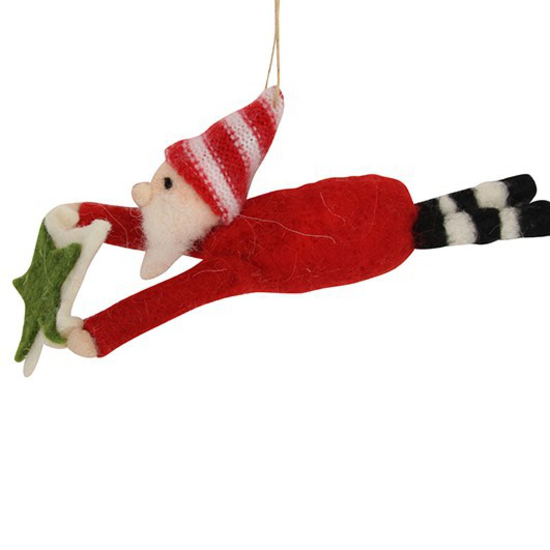 Hanging Eco Wool Flying Santa with Star image 0